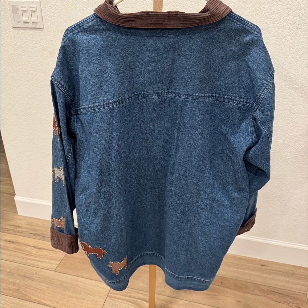 Quacker Factory Denim Barn Jacket with Horse Embroidery Novelty size 1x - Picture 6 of 6